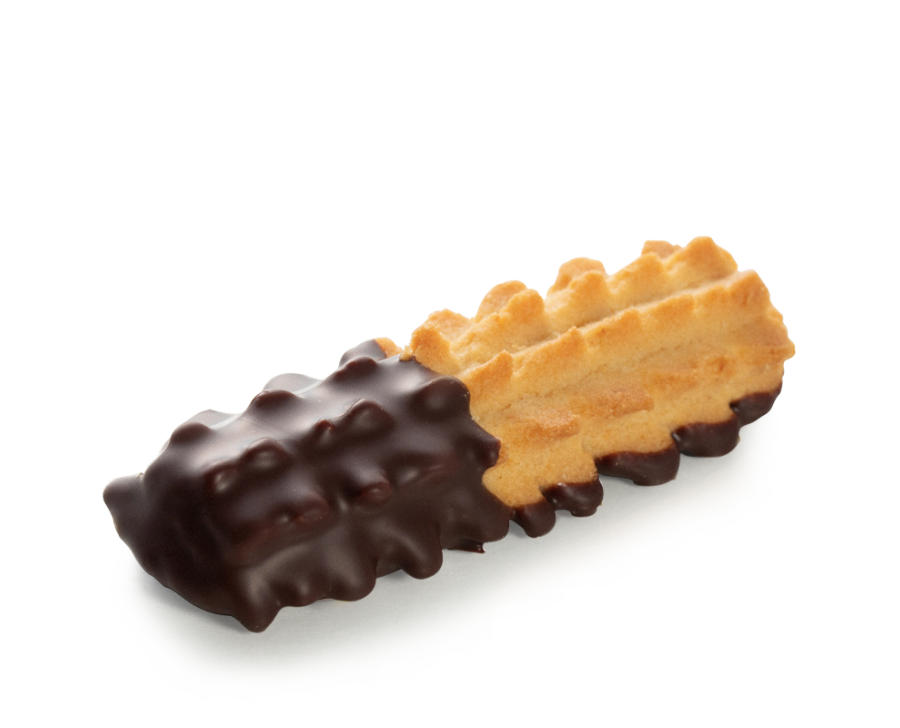 Spritz chocolaté - Biscuit sablé enrobé de chocolat lait