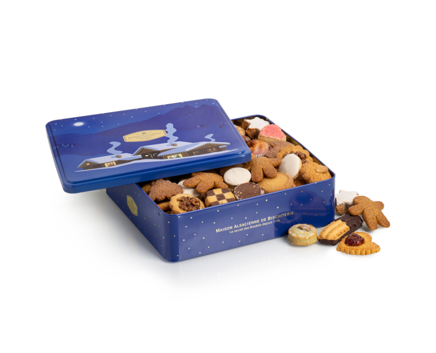 Assortiment de Bredele (biscuits et pains d'épices) - Boîte de Noël Assortiment de Bredele (biscuits et pains d'épices) - Boîte de Noël
