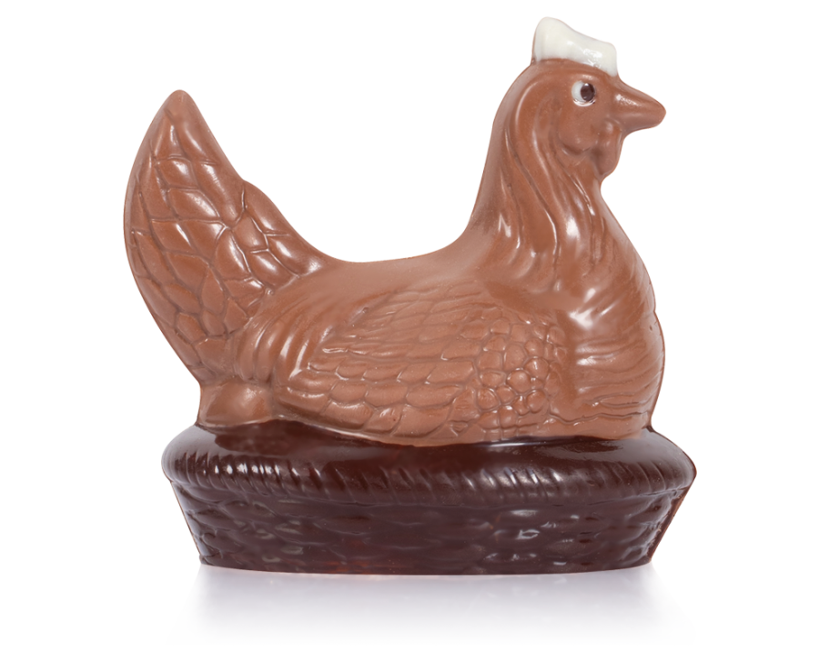 Poule chocolat dans son nid
