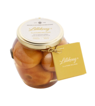 Bocal de cinq Lillikougs (petits gâteaux en pâte et forme de Kougelopf) immergés dans de l'eau-de-vie à la Poire, idéal pour la fete des papa !